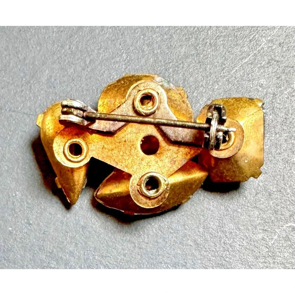Vintage Rhinestone Brooch MCM Pastel Cluster Pin AB Blue Pink Yellow Gold Tone